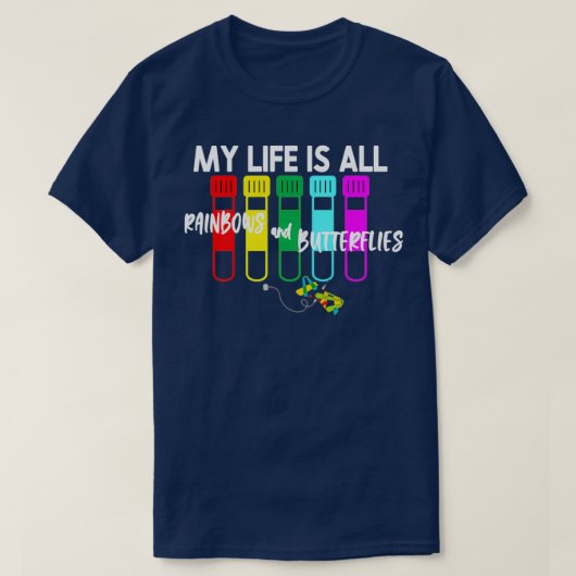 Phlebotomist Phlebotomy RainbowとButterf Tシャツ (デザイン正面)