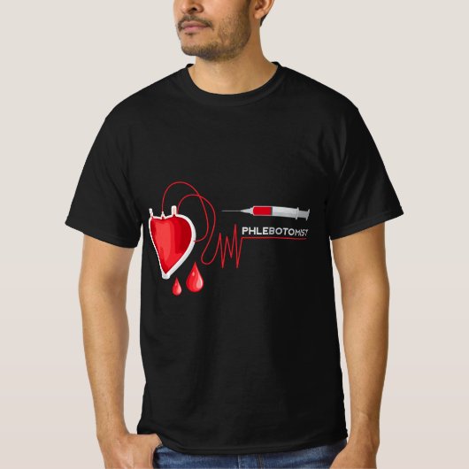 Phlebotomist Phlebotomy Syringe Veins Heart Pulse  Tシャツ (正面)
