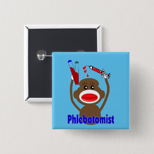 Phlebotomist Sock Monkey 缶バッジ (正面&裏面)