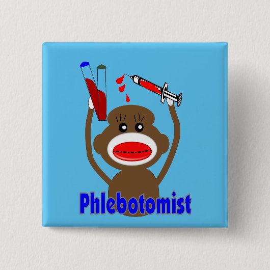 Phlebotomist Sock Monkey 缶バッジ (正面)