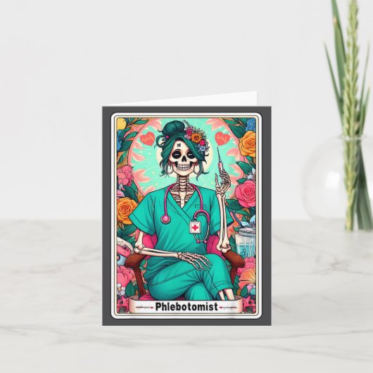 Phlebotomist Tarot Card Skeleton Phlebotomy Tech P カード (正面)