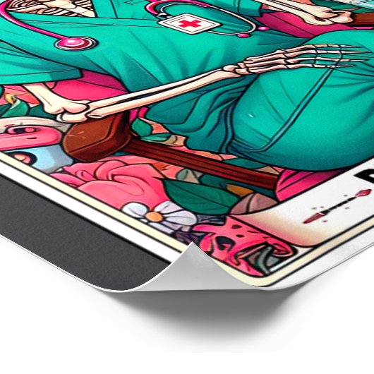 Phlebotomist Tarot Card Skeleton Phlebotomy Tech P ポスター (角)