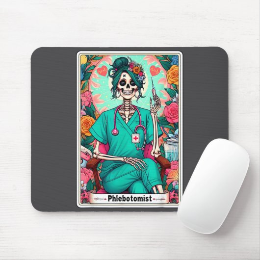 Phlebotomist Tarot Card Skeleton Phlebotomy Tech P マウスパッド (マウス)