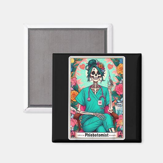 Phlebotomist Tarot Card Skeleton Phlebotomy Tech P マグネット (正面/裏面)