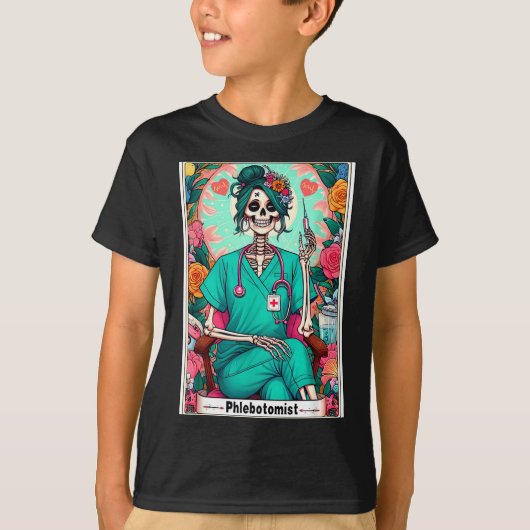 Phlebotomist Tarot Card Skeleton Phlebotomy Tech P Tシャツ (正面)