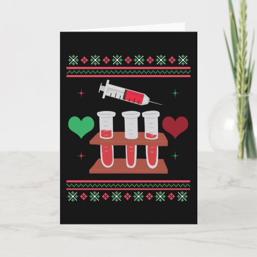 Phlebotomist Ugly Christmas Sweater Xmas カード (正面)