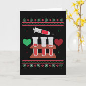 Phlebotomist Ugly Christmas Sweater Xmas カード (黄色い花)