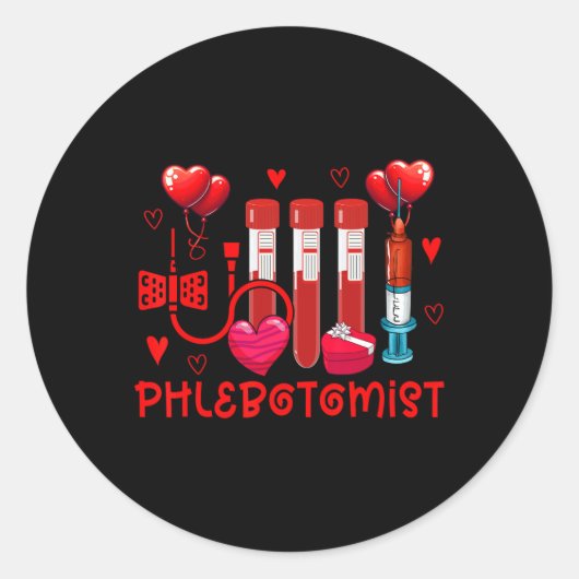Phlebotomist Valentine's Day Phlebotomist Tools Cu ラウンドシール (正面)