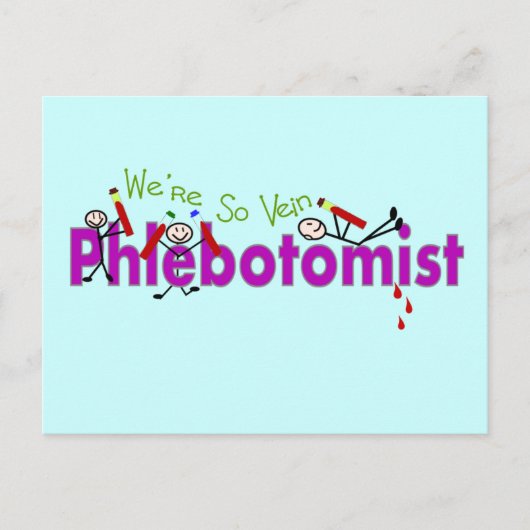 Phlebotomist "We're So Vein"棒人間たち ポストカード (正面)