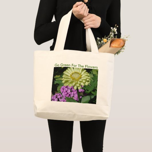 Phlox&Zinniaの花のための環境にやさしいことをしよう ラージトートバッグ (正面(商品))