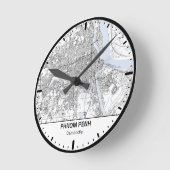 Phnom Penh Clock City Line Art ラウンド壁時計 (傾斜)
