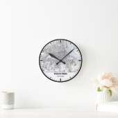 Phnom Penh Clock City Line Art ラウンド壁時計 (ホーム)