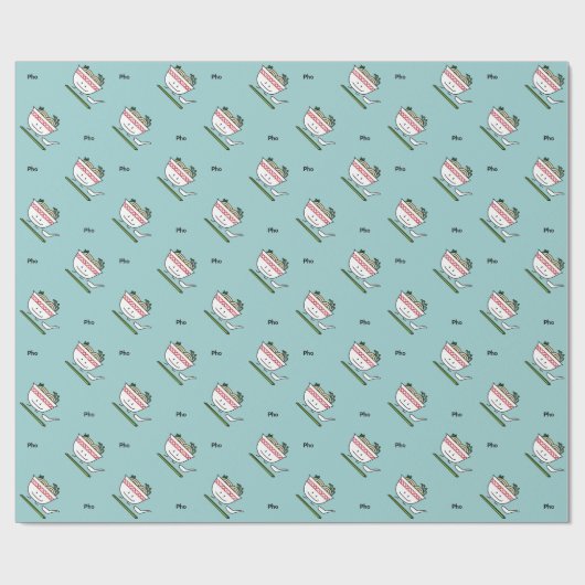 Phoのヌードルボールのベトナムのスープ用のスプーンの箸 ラッピングペーパー (フラット)