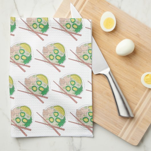 PHOベトナム料理チキンヌードルスープ箸 キッチンタオル (四つ折り)