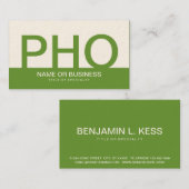 PHO (はっきりした色のカスタマイズ可能) 名刺 (正面/裏面)