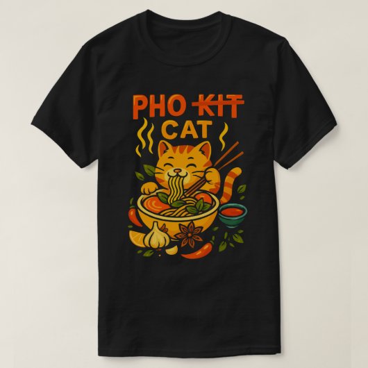 Pho Cat Noodle Burst Tシャツ (デザイン正面)