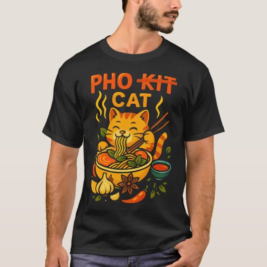 Pho Cat Noodle Burst Tシャツ (正面)