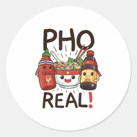 Pho Threads Co.おもしろいおもしろいベトナム語Pho麺So ラウンドシール (正面)