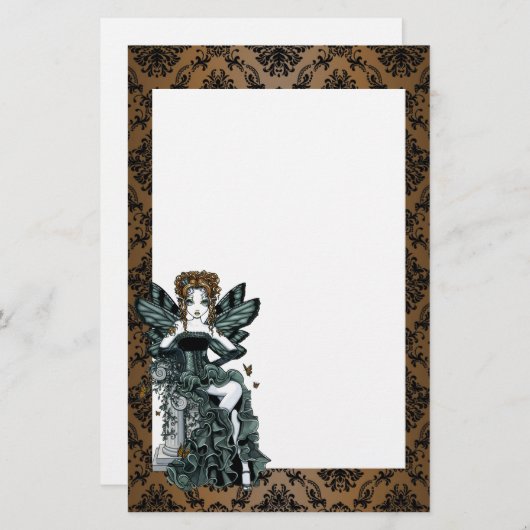 "Phoebe"のゴシック様式オートクチュールの蝶妖精の文房具 便箋 (正面/裏面)