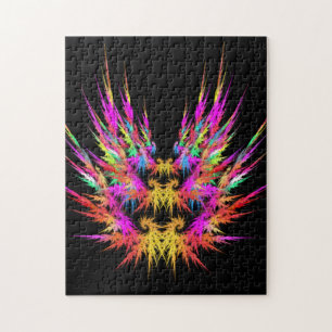 Phoenix – 黒のカラフルフラクタルアート ジグソーパズル