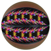 Phoenix – 黒のカラフルフラクタルアート バスケットボール (正面)