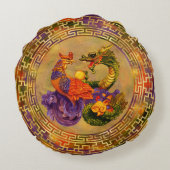 Phoenix and Dragon -カラーと金ゴールド ラウンドクッション (裏面)