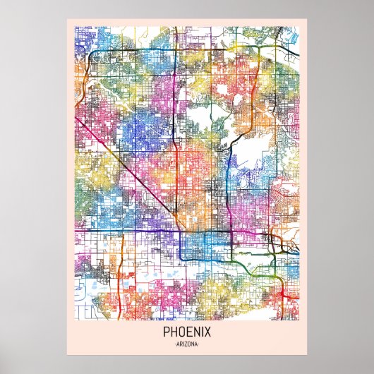 Phoenix Arizona City Map ポスター (正面)