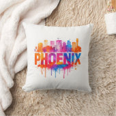 Phoenix Arizona Colorful Skyline Watercolor Splash クッション (ブランケット)