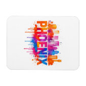 Phoenix Arizona Colorful Skyline Watercolor Splash マグネット (横)