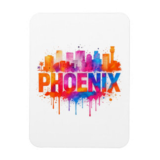 Phoenix Arizona Colorful Skyline Watercolor Splash マグネット