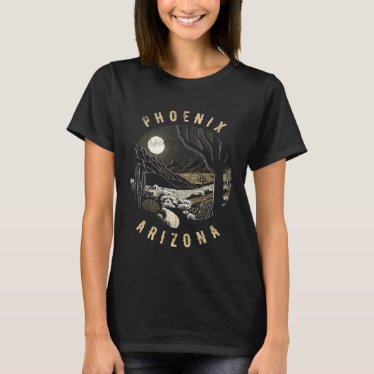 Phoenix Arizona Desert At Night Painting Tシャツ (正面)
