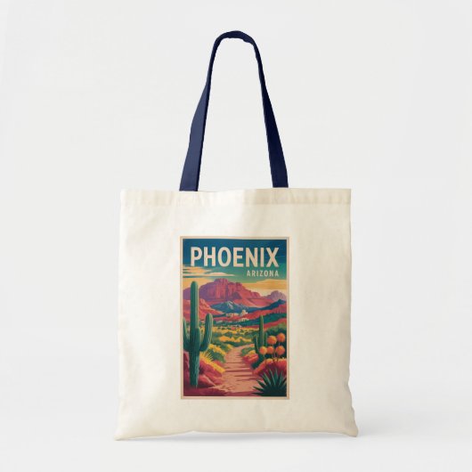 Phoenix Arizona Illustration Travel Art Vintage トートバッグ (正面)