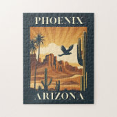 Phoenix Arizona Retro Travel Poster ジグソーパズル (縦)