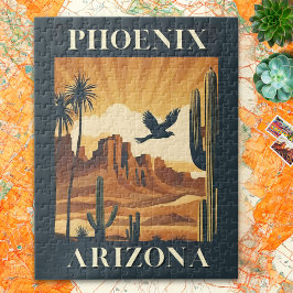 Phoenix Arizona Retro Travel Poster ジグソーパズル
