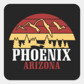Phoenix Arizona Skyline Art Print Retro Sunset スクエアシール (正面)