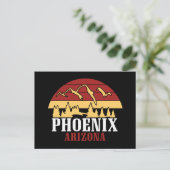 Phoenix Arizona Skyline Art Print Retro Sunset ポストカード (スタンド正面)