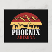 Phoenix Arizona Skyline Art Print Retro Sunset ポストカード (正面)