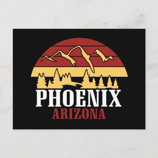 Phoenix Arizona Skyline Art Print Retro Sunset ポストカード (正面)