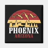 Phoenix Arizona Skyline Art Print Retro Sunset マグネット (正面)