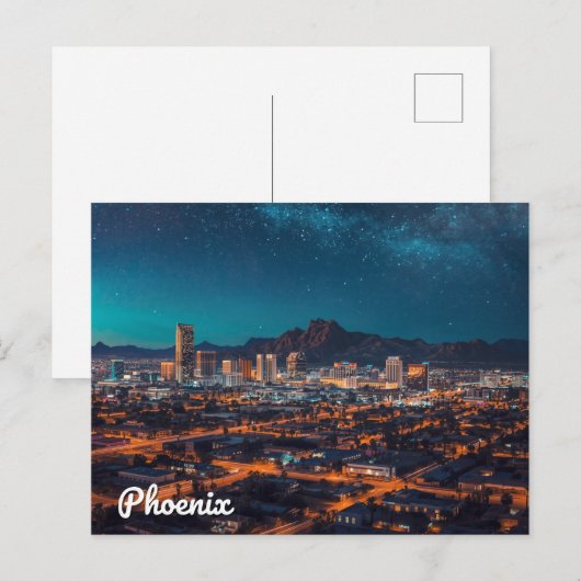Phoenix Arizona Skyline Night Sky ポストカード (正面/裏面)
