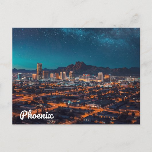 Phoenix Arizona Skyline Night Sky ポストカード (正面)