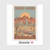 Phoenix Arizona Sun Illustration Travel Art Retro シール (シート)