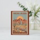Phoenix Arizona Sun Illustration Travel Art Retro ポストカード (スタンド正面)