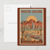 Phoenix Arizona Sun Illustration Travel Art Retro ポストカード (正面/裏面)
