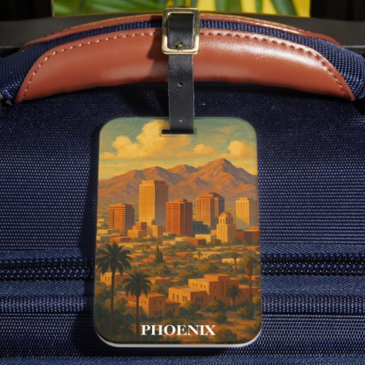 Phoenix Arizona Vintage Travel – Desert Skyline ラゲッジタグ (正面インサイチュ2)