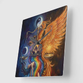 Phoenix Balance Spiritual Wall Tapestry スクエア壁時計 (傾斜)