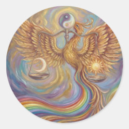 Phoenix Balance Yin Yang Sticker ラウンドシール