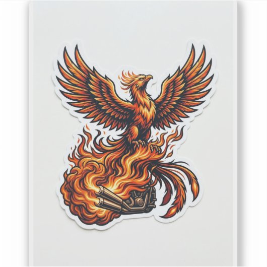 Phoenix Biker Sticker — Motorcycle Flames Decal シール (正面)