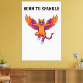 Phoenix Cat Canvas Wall Art – Magical Fire Kitty キャンバスプリント (インサイチュ (リビング))