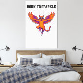 Phoenix Cat Canvas Wall Art – Magical Fire Kitty キャンバスプリント (インサイチュ (寝室))